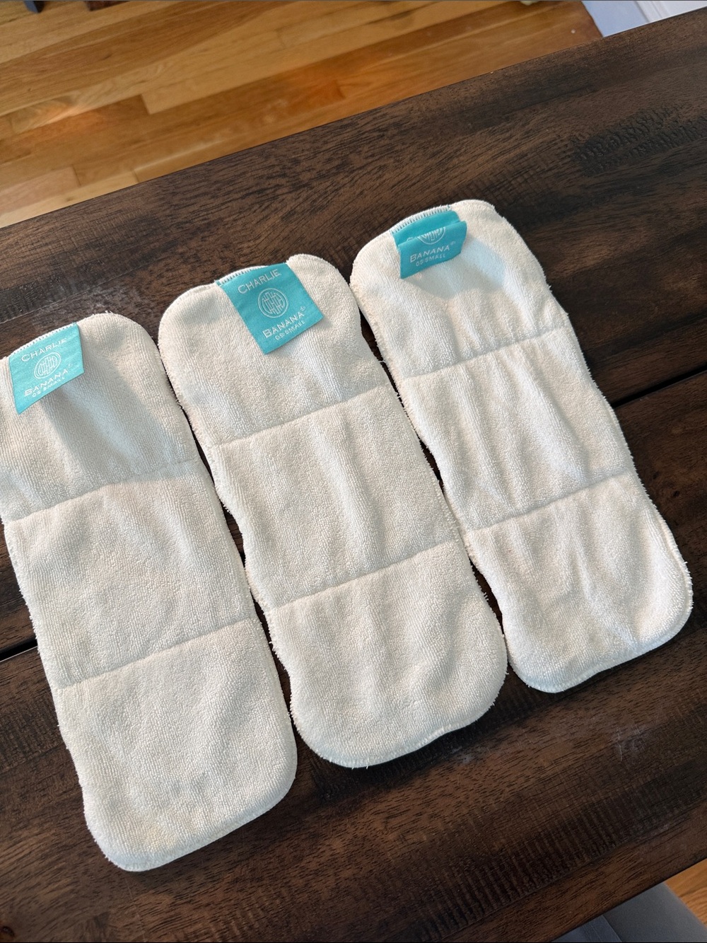 Charlie Banana Cream Terry Inserts with Teal Tags (Set of 6)
